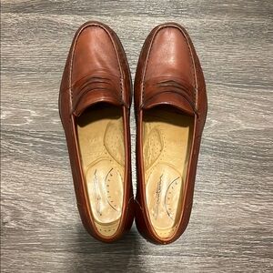 Santoni Brown Leather Slip-On Loafers